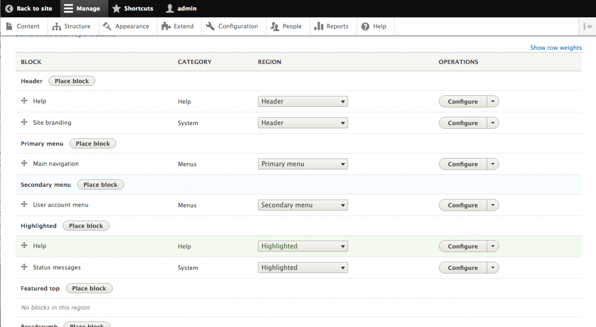 drupal d8 block multiple regions